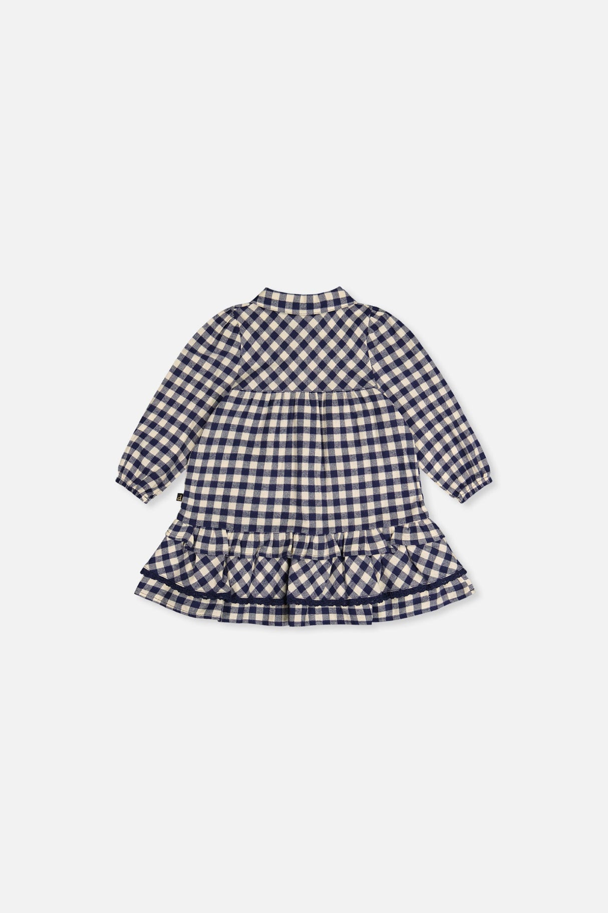 Baby Shirt Dress With Frills Blue And White Gingham Print-1