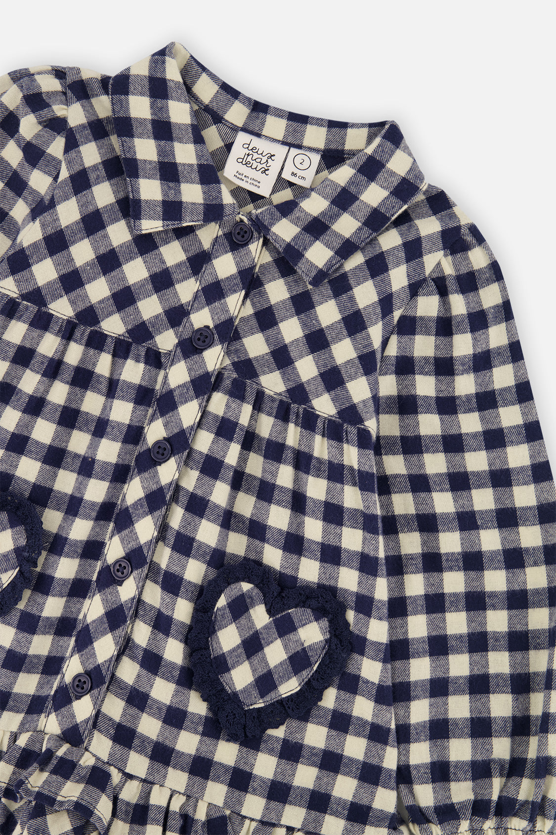Shirt Dress With Frills Blue And White Gingham Print-4