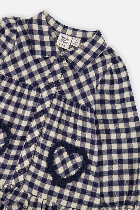 Shirt Dress With Frills Blue And White Gingham Print-4