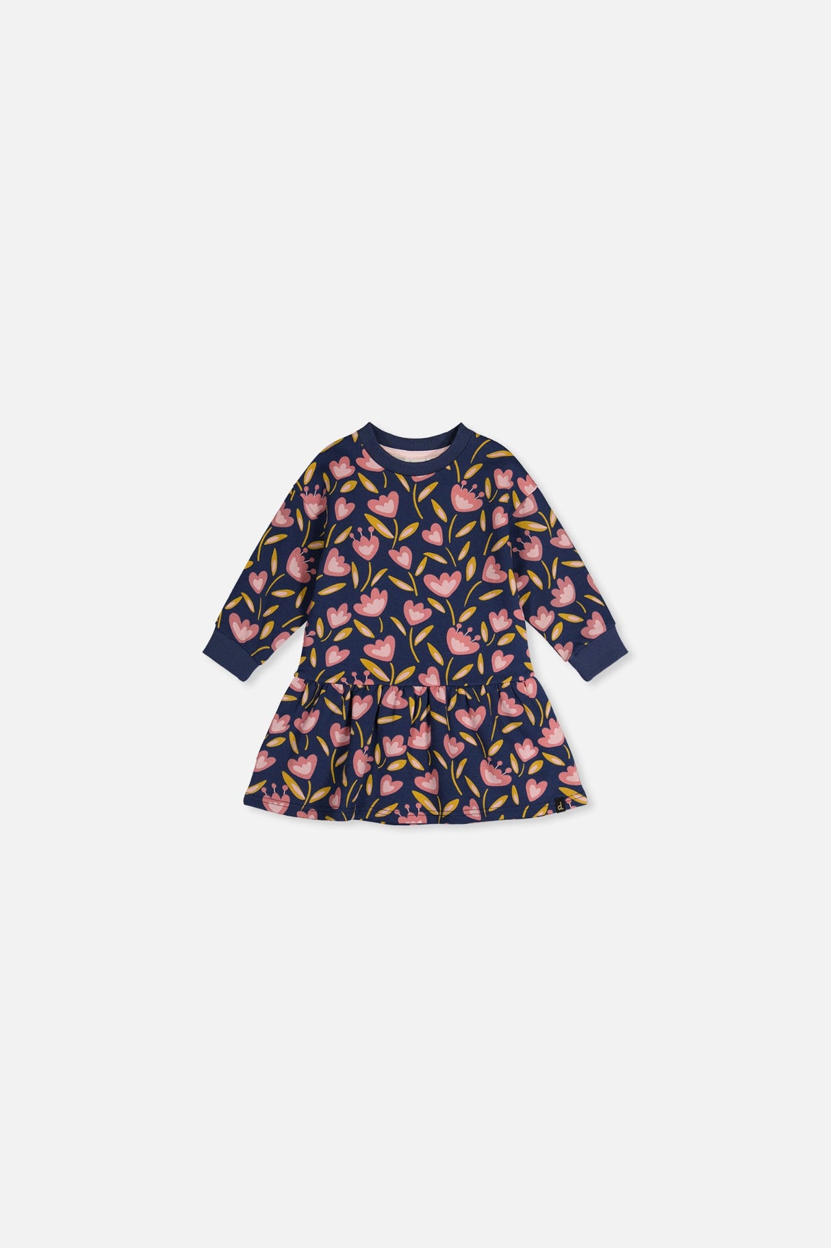 Baby French Terry Dress Blue Tulip Print-0