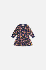 Baby French Terry Dress Blue Tulip Print-0