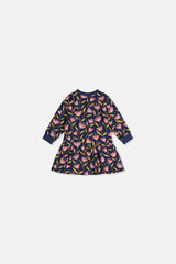 Baby French Terry Dress Blue Tulip Print-1