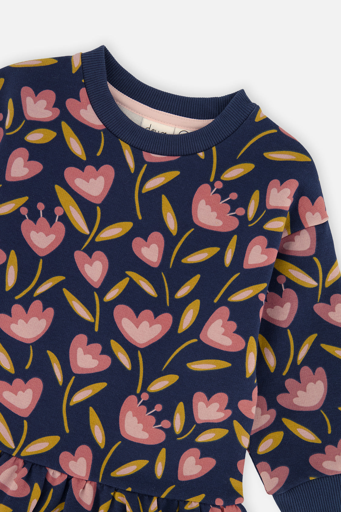 Baby French Terry Dress Blue Tulip Print-2