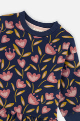 Baby French Terry Dress Blue Tulip Print-2