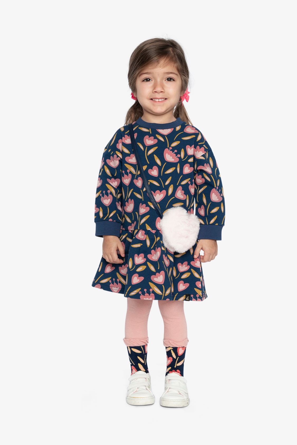 French Terry Dress Blue Tulip Print-1