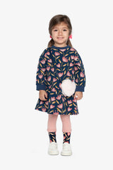 French Terry Dress Blue Tulip Print-1