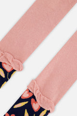 Tights Pale Dusty Pink And Navy-4