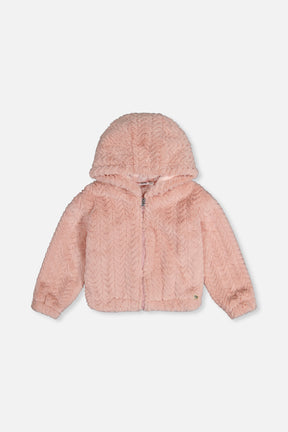 Faux Fur Hooded Cardigan Pink-0