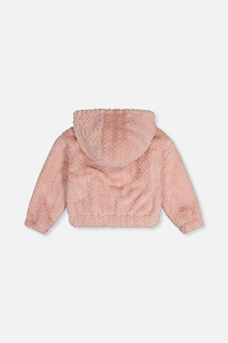 Deux par Deux Faux Fur Hooded Cardigan Pink