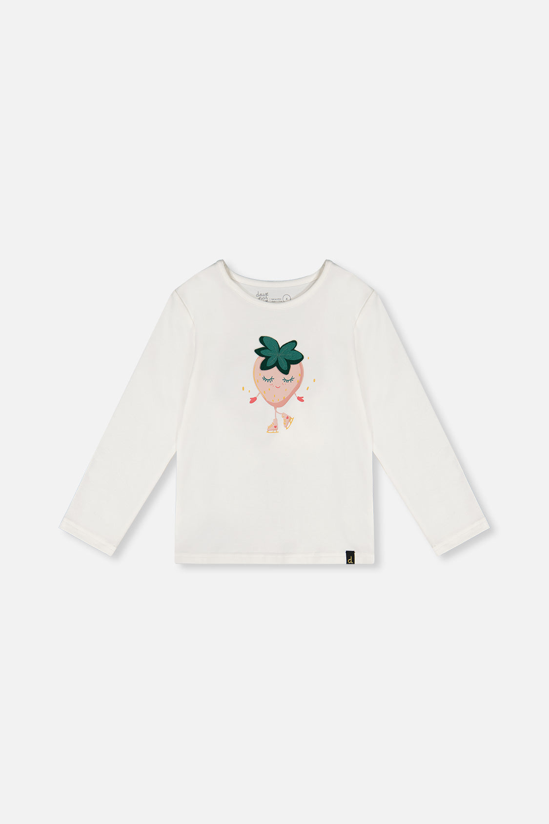 Long Sleeve Organic Cotton Strawberry T-Shirt Off White-0