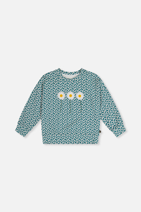 Printed Jersey Long Sleeve T-Shirt Green Floral Print-0