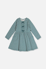 Organic Cotton Dress With Pockets Green Floral Print-0