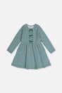 Organic Cotton Dress With Pockets Green Floral Print-0
