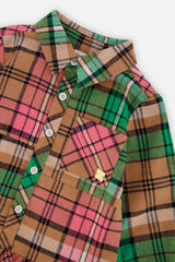 Deux par Deux Shirt Plaid Dress Pink And Green