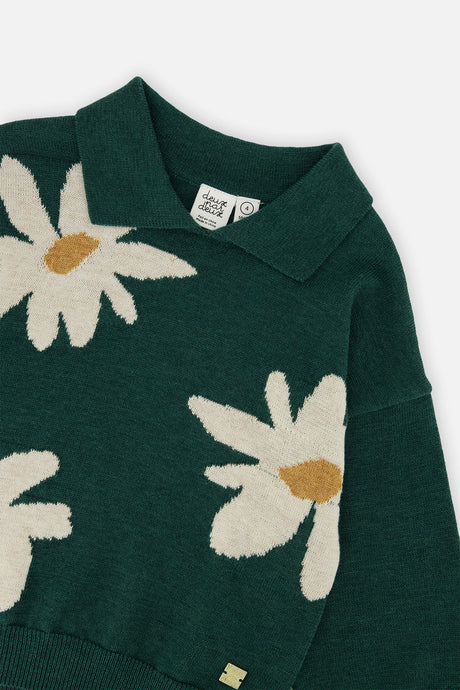 Deux par Deux Knitted Sweater Jasper Printed Green