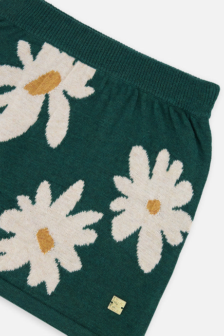Deux par Deux Knitted Skirt Jasper Printed Green