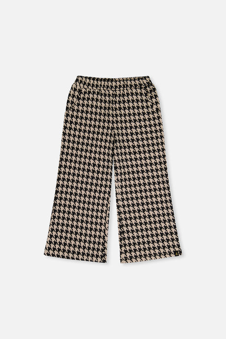 Flare Pants Black And Beige Houndstooth-0