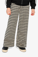 Flare Pants Black And Beige Houndstooth-2