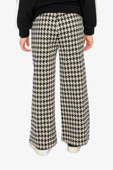 Flare Pants Black And Beige Houndstooth-4