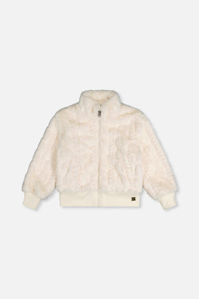 Faux Fur Jacquard Jacket Beige-0