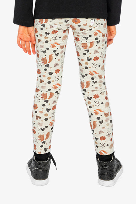 Organic Cotton Leggings Beige With Squirrel Print-3