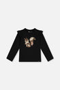 Long Sleeve Organic Cotton Squirrel T-Shirt Black And Brown-0
