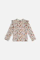 Long Sleeve Organic Cotton T-Shirt Beige With Squirrel Print-0