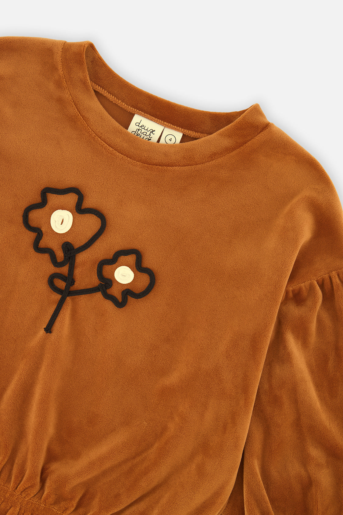 Additional view of the brown shimmer velvet top by Deux par Deux
