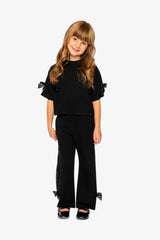 Deux par Deux girls' black short sleeve milano top, full view