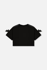 Deux par Deux girls' black short sleeve milano top, back view