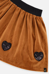 Deux par Deux girls' brown velvet mini skirt, additional view