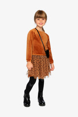 Bi-Material Dress Brown-2