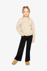 Full look featuring the Deux par Deux beige sweater with bow