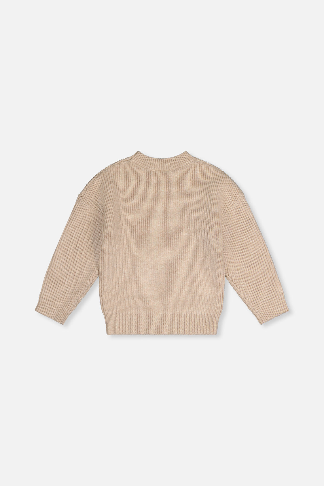 Deux par Deux beige ribbed sweater with bow, back view