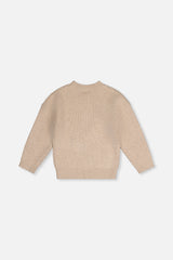 Deux par Deux beige ribbed sweater with bow, back view