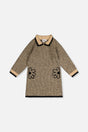 Knit Dress With Collar Beige And Black-0