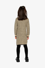 Knit Dress With Collar Beige And Black-3