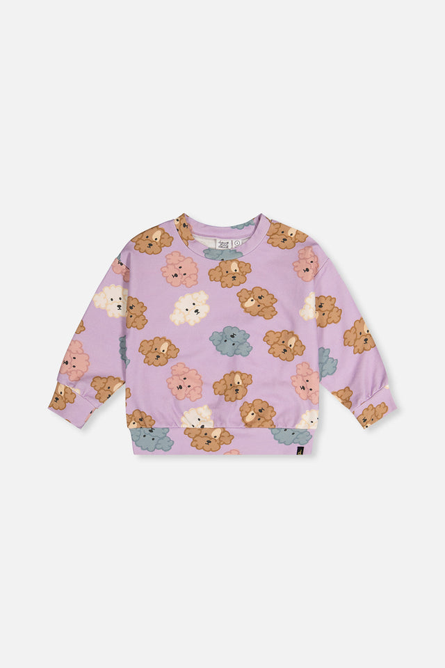Printed Sweatshirt Purple Poodle Print-0