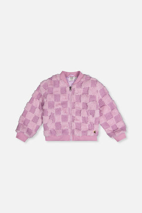 Faux Fur Jacquard Bomber Jacket Violet-0