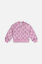 Faux Fur Jacquard Bomber Jacket Violet-0