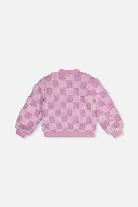 Deux par Deux Faux Fur Jacquard Bomber Jacket Violet product image P2