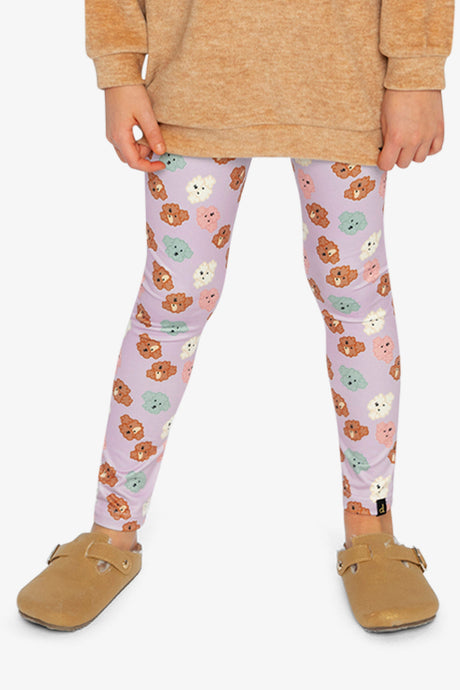 Organic Cotton Leggings Purple Poodle Print-1