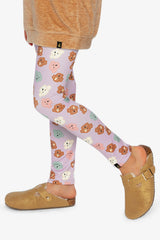 Organic Cotton Leggings Purple Poodle Print-2