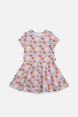 Short Sleeve Jersey Dress Purple Poodle Print-0