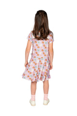 Short Sleeve Jersey Dress Purple Poodle Print-3