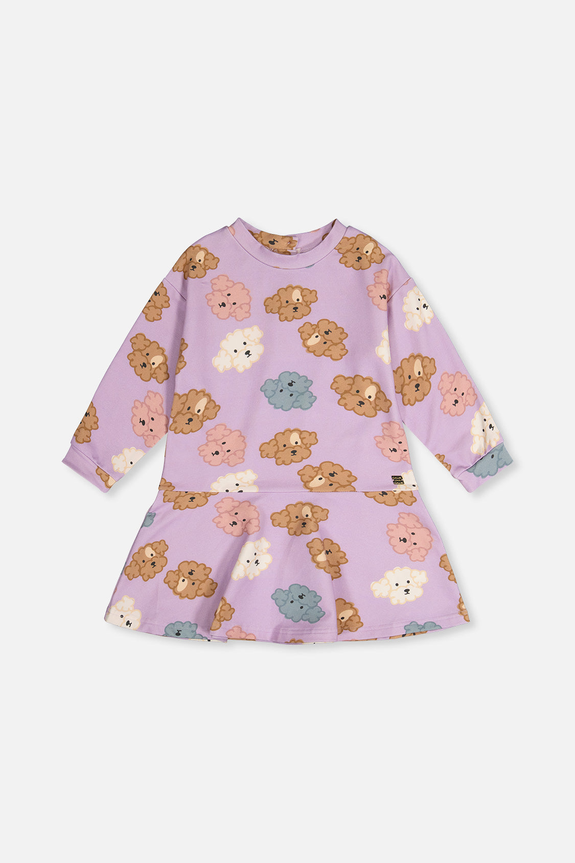 French Terry Dress Purple Poodle Print-0