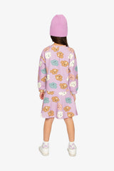 French Terry Dress Purple Poodle Print-3