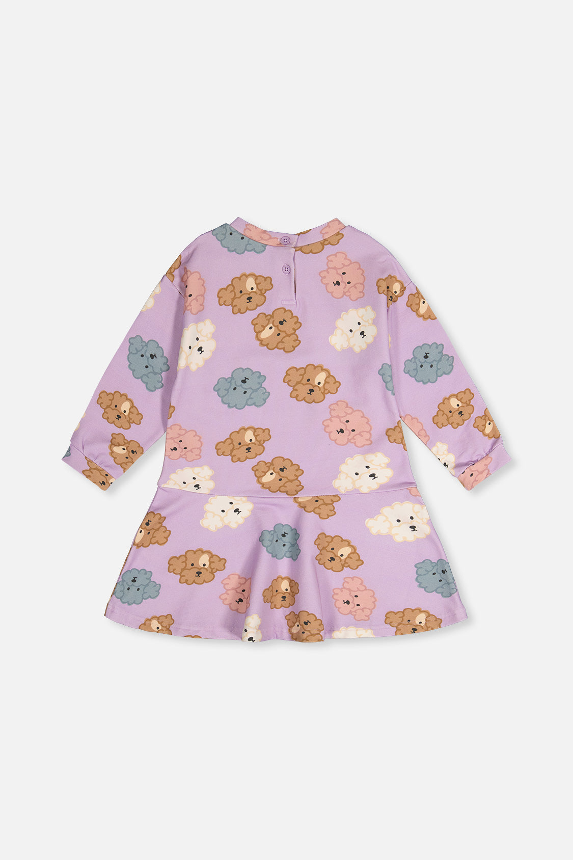 French Terry Dress Purple Poodle Print-4