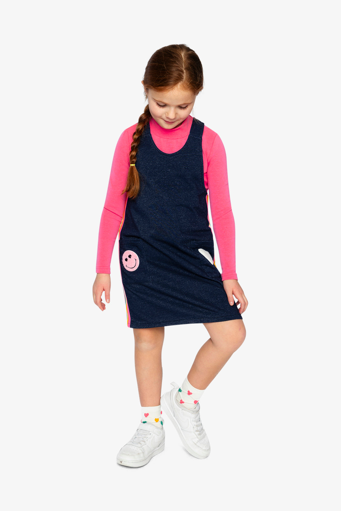 French Terry Dress Navy Blue Denim-1