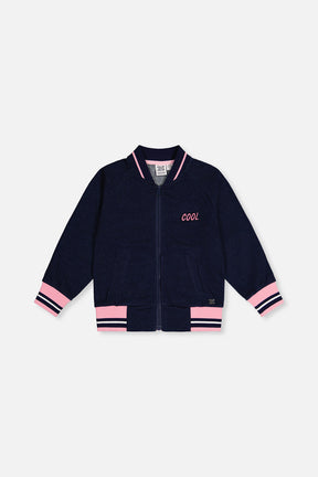 French Terry Jacket Navy Blue Denim-0